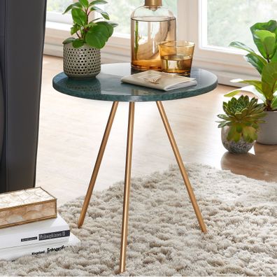 Wohnling Beistelltisch Echter Marmor Sofatisch Ø 38cm Tisch Wohnzimmertisch Rund