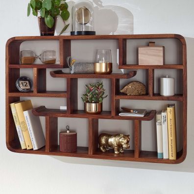 Wohnling Wandregal Holz Massiv 80x55x15 cm Hängeregal Regal Schweberegal Groß
