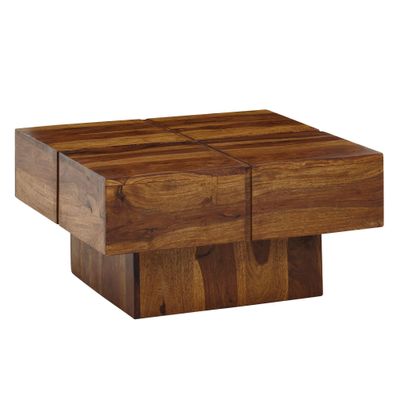 Wohnling Couchtisch Massivholz 57,5x57,5x30 cm Wohnzimmertisch Sofatisch Tisch