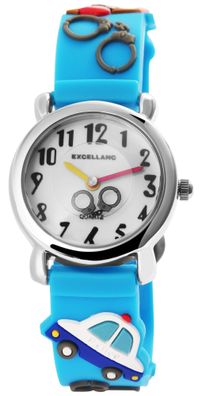 Excellanc 4500016-001 Kinderuhr Polizeimotiv in blau mit Silikonband