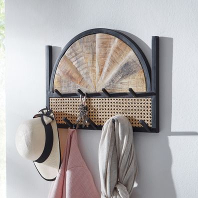 Wohnling Wandgarderobe Massivholz 53 cm Garderobe Flur Wiener Geflecht Paneel