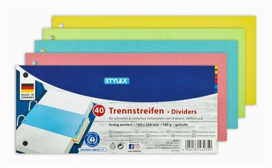 Stylex 43235 Trennstreifen, farbig, 40 Stück je 10x rot, lau, grün und gelb