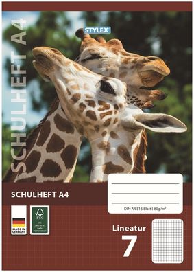 Stylex 29807 Schulheft, Lineatur 7, DIN A4, 16 Blatt