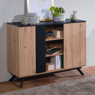 Wohnling Sideboard 110x87x40 cm MDF Eiche Dekor Kommode Anrichte Standschrank