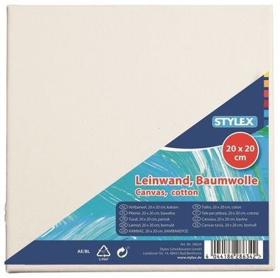 Stylex 28634 Leinwand, 20 x 20 cm - weiß - 100 % Baumwolle - 1 Stück