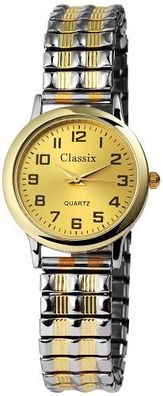 Classix 1700011-001 Analog Damenuhr Metallzugband bicolor