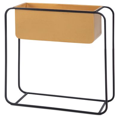 Wohnling Pflanzgefäß 60x60x24 cm Metall Pflanzenkübel Gold Rechteckig Blumentopf