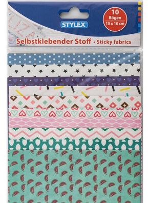 Stylex 41367 Bastelstoff selbstklebend 15 x 10 cm 10 verschiedene Bogen