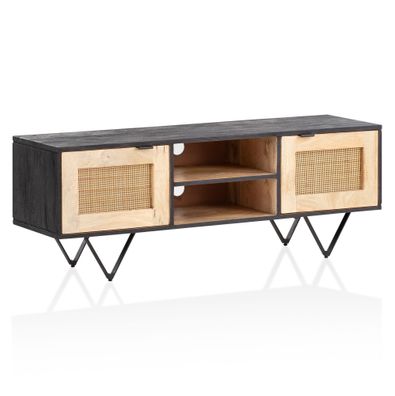 Wohnling Lowboard 120x44x35 cm TV Schrank Holz Fernsehkommode Fernsehschrank