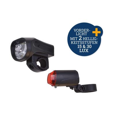 Filmer 40.212 LED Fahrrad Beleuchtungsset 1 Watt 30 LUX Lampe + Rücklicht