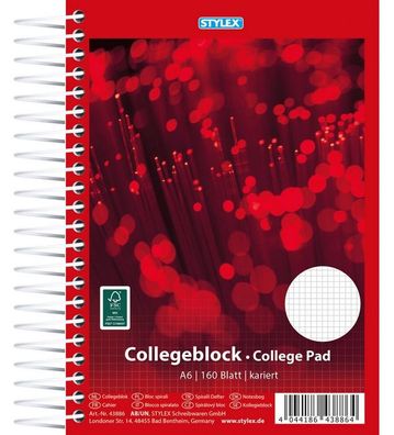 Stylex 43886 Spiral-Collegeblock, DIN A6, kariert