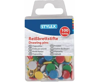 Stylex 24468 Reißbrettstifte, farbig, 100er Schachtel