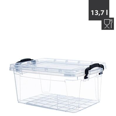 Livinja Box SOFIA, 13.7 L, 42x27,5x17,5cm, Transparent, schwarze Griffe, Lebensmit