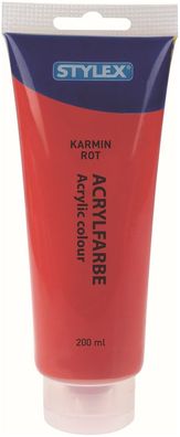 Stylex 28517 Acrylfarbe 200 ml Tube karminrot matt