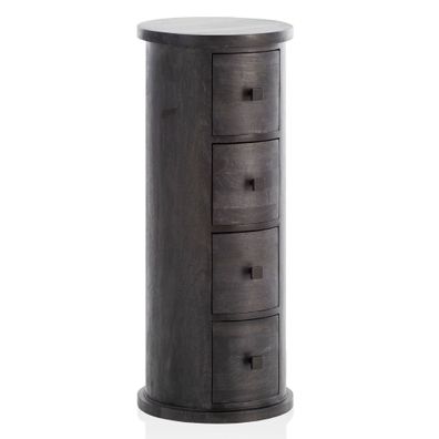 Wohnling Kommode mit 4 Schubladen Sideboard 85 cm Holz Schwarz Beistellschrank