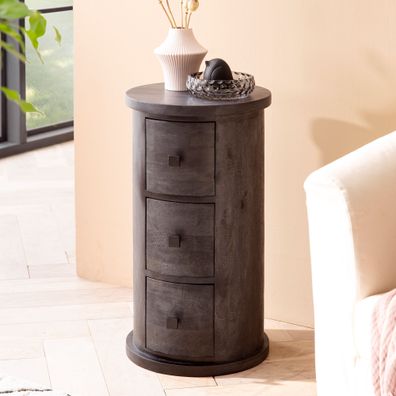 Wohnling Kommode mit 3 Schubladen Sideboard 65 cm Holz Schwarz Beistellschrank