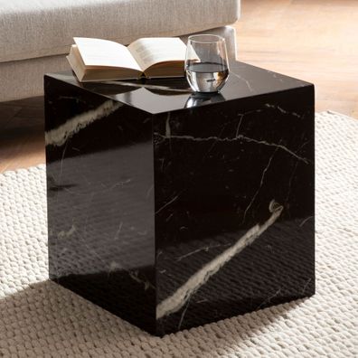 Wohnling Couchtisch Monobloc Schwarz Marmor Optik 40cm Wohnzimmertisch Sofatisch