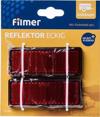 Filmer 36505 Reflektor eckig rot 2er-Set zum Ankleben