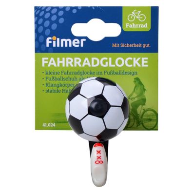 Filmer 41.024 MTB Fahrradglocke / Klingel mit Alu Deckel im Fussball Design