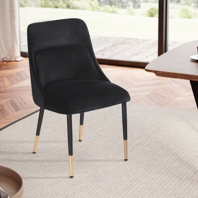 Wohnling Esszimmerstuhl Samt Schwarz Küchenstuhl Schalenstuhl Modern Gepolstert
