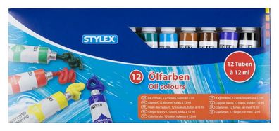 Stylex 28652 Ölfarbe, 12 Tuben / Farben à 12 ml