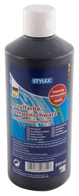 Stylex 28754 Acrylfarbe 500 ml Flasche lampenschwarz matt