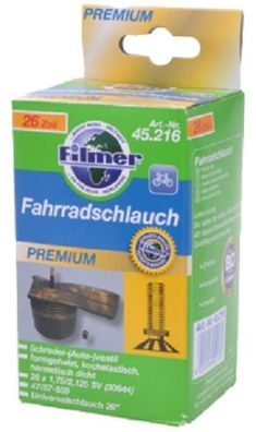 Filmer 45.216 Fahrradschlauch 26 x 1,75/2,125 Autoventil - Schlauch für 26" Rad