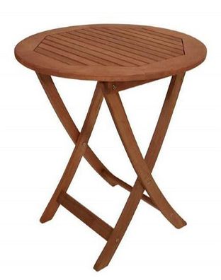 Klapptisch Holztisch rund 65 cm aus Eukalyptusholz