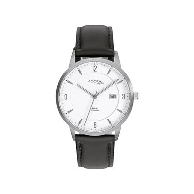 Adora Saphir Herren Armbanduhr Ø 40mm Titan Lederband Datum Analog