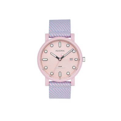 Adora Ocean Armbanduhr Ø 37mm rosa Nylonband Kunststoffgehäuse