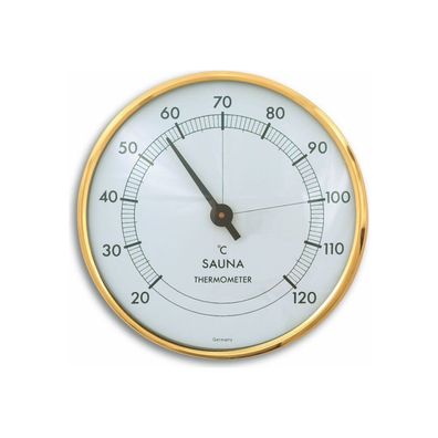 TFA - Analoges Sauna-Thermometer mit Metallring 40.1002 - gold/weiß