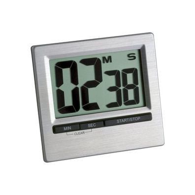 TFA - Digitaler Timer und Stoppuhr mit Aluminium-Front 38.2013 - silber schwarz