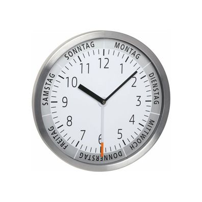 TFA - Analoge Wanduhr mit Wochentag 60.3044.02 - weiß