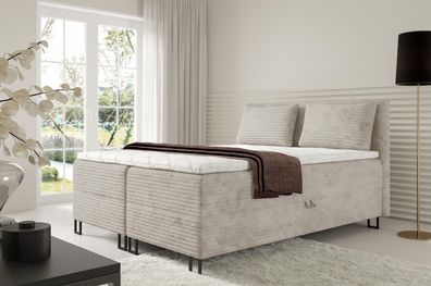 Boxspringbett TONYO mit 2 Bettkästen, Doppelbett mit Bonell-Matratze + Topper Strauß