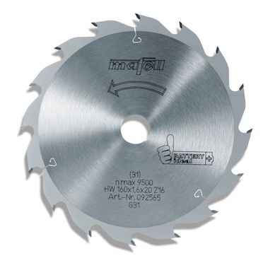MAFELL Sägeblatt-HM 160 x 1,1/1,6 x 20 mm, 16 Z, FZ/FA, für KSP 55 Nr. 092565