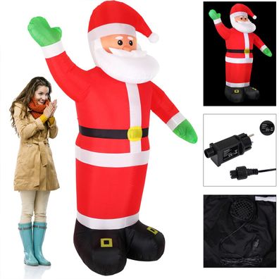 Kerstman opblaasbaar 250cm hoog, verlicht met LED, zelfopblazend