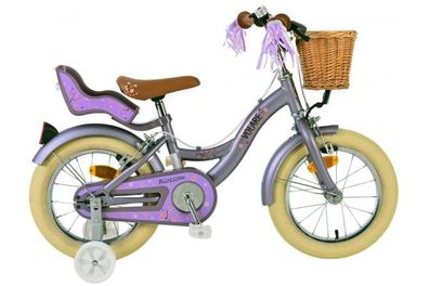 Volare Blossom Kinderfahrrad - Mädchen - 14 Zoll - Lila - Zweihandbremsen