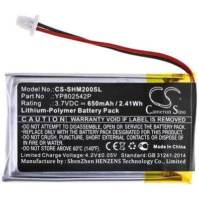 Ersatzakku - CS-SHM200SL - SENA SMH-10S / YP802542P - 3,7 Volt 650mAh Li-Polymer