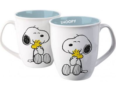 Peanuts Tasse Snoopy + Woodstock Hugs Keramik Kaffee Tee inside light blue glaze