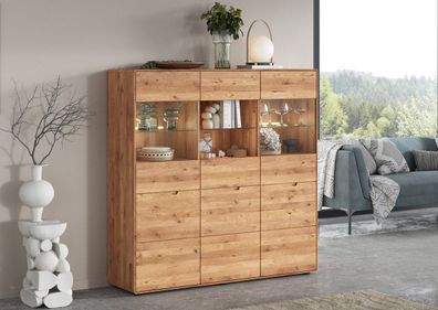 Highboard 149x145cm "Kent" Wildeiche massiv