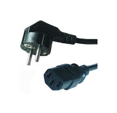 Kaltgeräte Anschlusskabel abgewinkelt, 2 m, Schwarz Schutzkontaktstecker (Typ F,