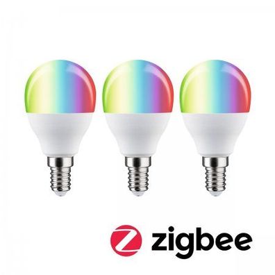 Paulmann 29154 Standard 230V Smart Home Zigbee LED Tropfen 3er-Pack E14 470lm RGBW