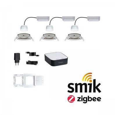 Paulmann 5180 Bundle Zigbee smik Gateway LED Einbauleuchte Nova Plus Coin Basisset tu