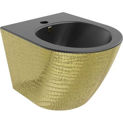 Mexen Lena wandmontiertes Bidet, Schwarz matt/Gold Schuppenmuster - 35224878