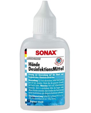 Sonax HändeDesinfektionsmittel 50ml Hand-Desinfektionsmittel Antibakteriell