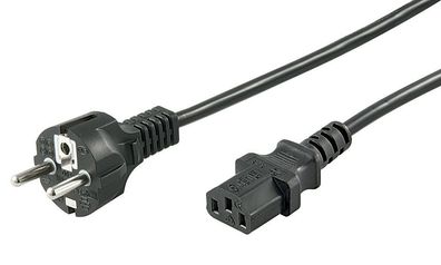 Kaltgeräte Anschlusskabel, 1,5 m, Schwarz - Schutzkontaktstecker (Typ F, CEE 7/7)