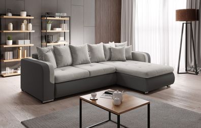 FURNIX Sofa mit Schlaffunktion ausziehbar Ecksofa Fiorenzo Grau MINIL MA195-SU90