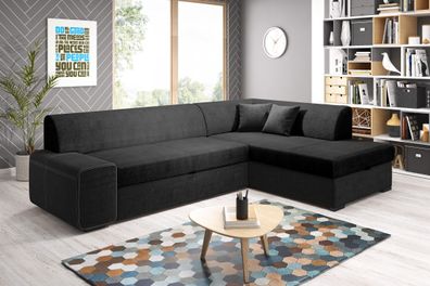 FURNIX Ecksofa Nosmiss mit Schlaffunktion Polstercouch mit Kopfkissen OR100