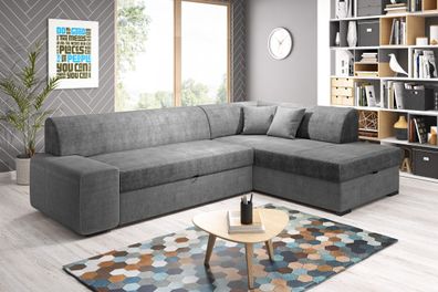 FURNIX Ecksofa Nosmiss mit Schlaffunktion Polstercouch mit Kopfkissen OR96