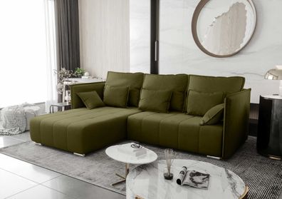 FURNIX YAHO Eckcouch L-Form Couch Sofa Schlafsofa mit Schlaffunktion Bettkasten